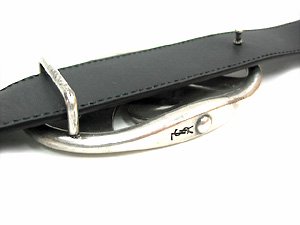 Yves Saint Laurent rive gauche belt 118164 Silver Black