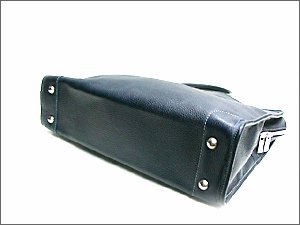 OROBIANCO Briefcase Bag RAFIA Navy Leather